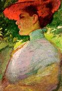 Frank Duveneck Lady With a Red Hat oil painting reproduction